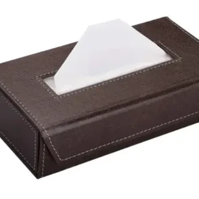 PreSolve | Tissue Box Holder with 100 Pulls Cotton Rags Tissue | Handcrafted Fine Leather