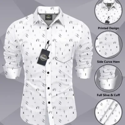 Men Regular Fit Printed Spread Collar Casual Shirt