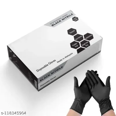 Dental MArt Best Buy Nitrile Gloves Black Nitrile Examination Gloves Nitrile Surgical Gloves (Pack of 75)
