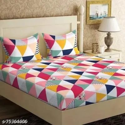 STC Beautiful New 3D Printed One Double Bedsheet with 2 Pillow Cover