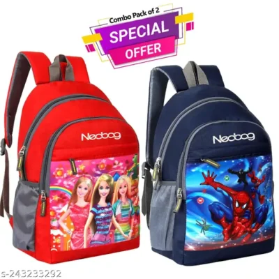 Neobag Decent Printed 20 Liter 16 ×12 inch Pre-School For (LKG/UKG/1st std) Child School Bag Waterproof School Bag Waterproof School Bag ( Multicolor, 3For Boy And Girls combo pack of 2